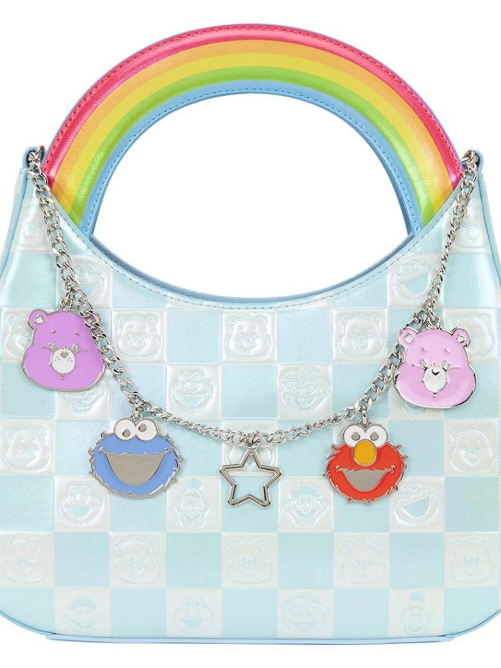 NWT Loungefly Care Bears x Sesame Street Charm Crossbody Bag Rainbow